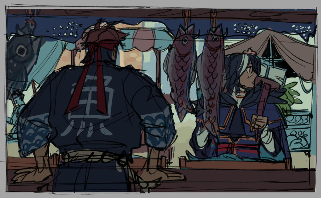 Colored Sketch, with BG, $70