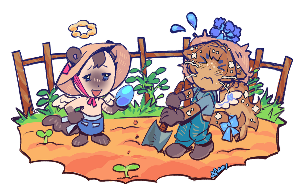 two chibis, floating bg, 130